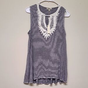 Max‎ Studio Gray and Blue Ribbed Sleeveless Tunic